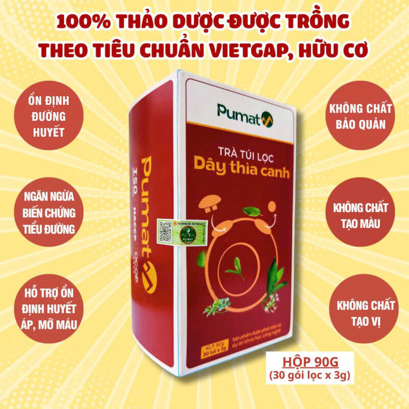TRÀ TÚI LỌC DÂY THÌA CANH DƯỢC LIỆU PÙ MÁT (30 túi × 3g)
